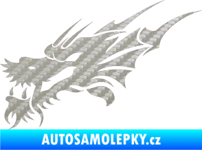 Samolepka Dragon 001 levá 3D karbon stříbrný