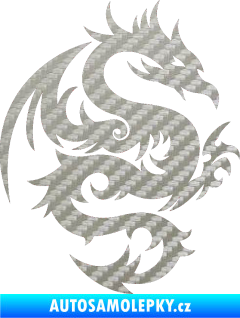 Samolepka Dragon 015 pravá 3D karbon stříbrný