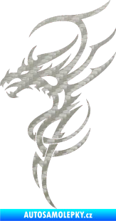 Samolepka Dragon 017 levá 3D karbon stříbrný