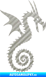 Samolepka Dragon 020 pravá 3D karbon stříbrný