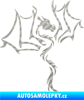 Samolepka Dragon 034 pravá 3D karbon stříbrný