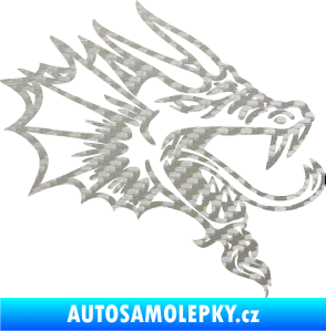 Samolepka Dragon 046 pravá 3D karbon stříbrný