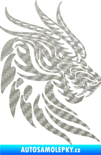 Samolepka Dragon 051 pravá dračí hlava 3D karbon stříbrný