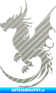 Samolepka Dragon 052 levá 3D karbon stříbrný