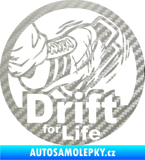 Samolepka Drift for life 3D karbon stříbrný