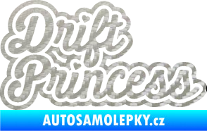 Samolepka Drift princess nápis 3D karbon stříbrný