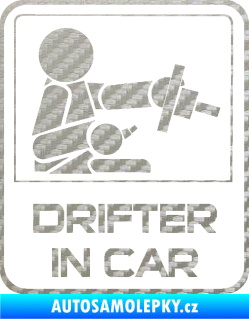 Samolepka Drifter in car 002 3D karbon stříbrný