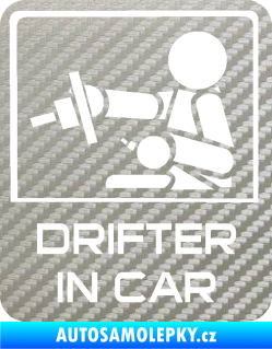 Samolepka Drifter in car 003 3D karbon stříbrný