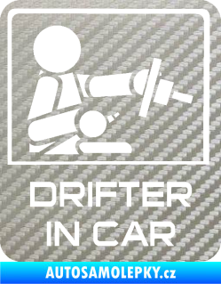 Samolepka Drifter in car 004 3D karbon stříbrný