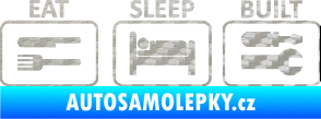 Samolepka Eat sleep built not bought 3D karbon stříbrný