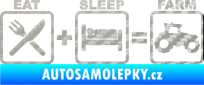 Samolepka Eat sleep farm 3D karbon stříbrný