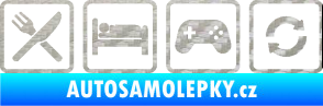 Samolepka Eat sleep game repeat hrát počítačové hry 3D karbon stříbrný
