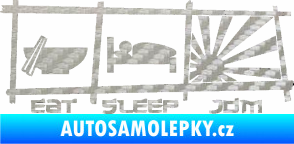 Samolepka Eat sleep JDM 3D karbon stříbrný