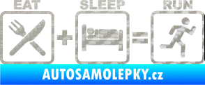 Samolepka Eat sleep run 3D karbon stříbrný