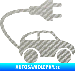 Samolepka Elektro auto 002 pravá symbol zásuvka 3D karbon stříbrný