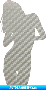 Samolepka Erotická žena 001 levá 3D karbon stříbrný