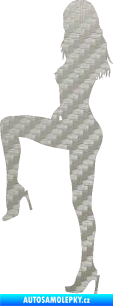 Samolepka Erotická žena 006 levá 3D karbon stříbrný
