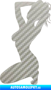 Samolepka Erotická žena 012 levá 3D karbon stříbrný