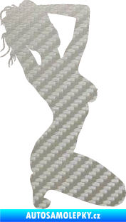 Samolepka Erotická žena 012 pravá 3D karbon stříbrný