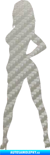 Samolepka Erotická žena 017 levá 3D karbon stříbrný