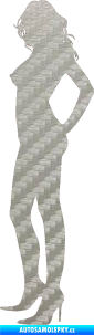 Samolepka Erotická žena 018 levá 3D karbon stříbrný