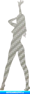 Samolepka Erotická žena 021 levá 3D karbon stříbrný