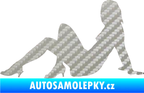 Samolepka Erotická žena 028 levá 3D karbon stříbrný