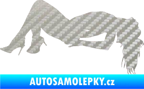 Samolepka Erotická žena 035 levá 3D karbon stříbrný