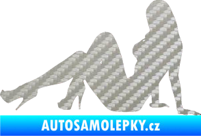 Samolepka Erotická žena 039 levá 3D karbon stříbrný