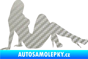 Samolepka Erotická žena 039 pravá 3D karbon stříbrný