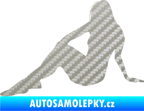 Samolepka Erotická žena 048 levá 3D karbon stříbrný