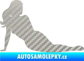 Samolepka Erotická žena 051 pravá 3D karbon stříbrný