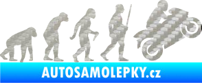 Samolepka Evoluce 004 pravá motorkář 3D karbon stříbrný