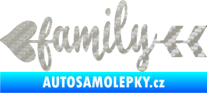 Samolepka Family 003 nápis se šípem 3D karbon stříbrný
