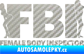 Samolepka FBI female body inspector 3D karbon stříbrný