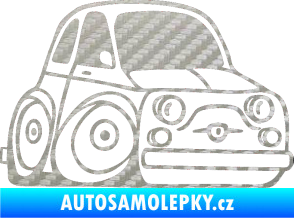 Samolepka Fiat 500 karikatura pravá 3D karbon stříbrný