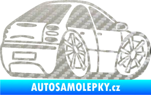 Samolepka Fiat Bravo karikatura pravá 3D karbon stříbrný