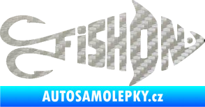 Samolepka Fish On rybička 3D karbon stříbrný