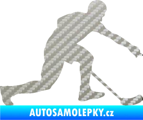 Samolepka Florbal 005 pravá 3D karbon stříbrný