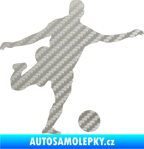 Samolepka Fotbalista 032 pravá 3D karbon stříbrný
