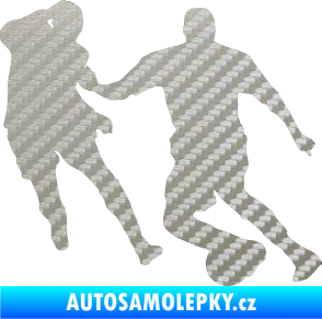 Samolepka Fotbalista 045 pravá 3D karbon stříbrný