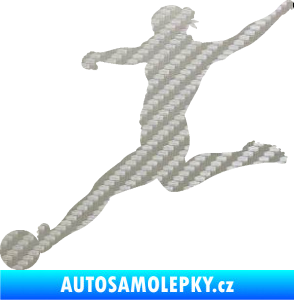 Samolepka Fotbalistka 002 levá 3D karbon stříbrný