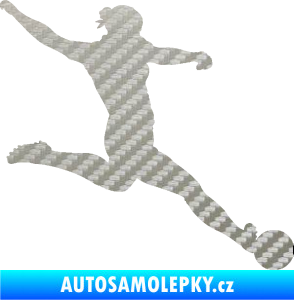 Samolepka Fotbalistka 002 pravá 3D karbon stříbrný