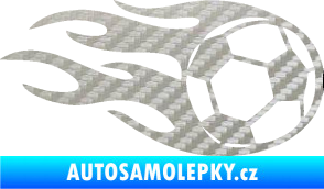 Samolepka Fotbalový míč 004 pravá v plamenech 3D karbon stříbrný