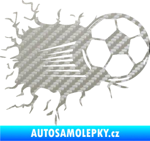 Samolepka Fotbalový míč 005 pravá 3D karbon stříbrný