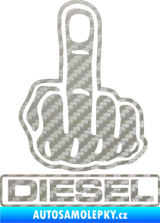 Samolepka Fuck off diesel 3D karbon stříbrný
