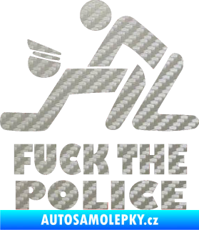Samolepka Fuck the police 001 3D karbon stříbrný