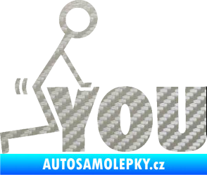 Samolepka Fuck you 002 3D karbon stříbrný