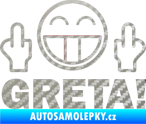 Samolepka Fuck you Greta 002 3D karbon stříbrný
