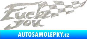 Samolepka Fuck you 3D karbon stříbrný